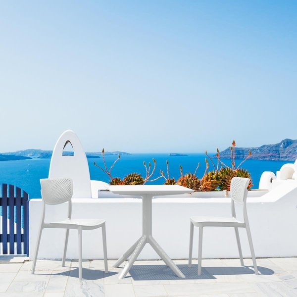 Siesta Lucy Outdoor Bistro Set with 24 in. Table Top White - 3 Piece ISP1291S-WHI